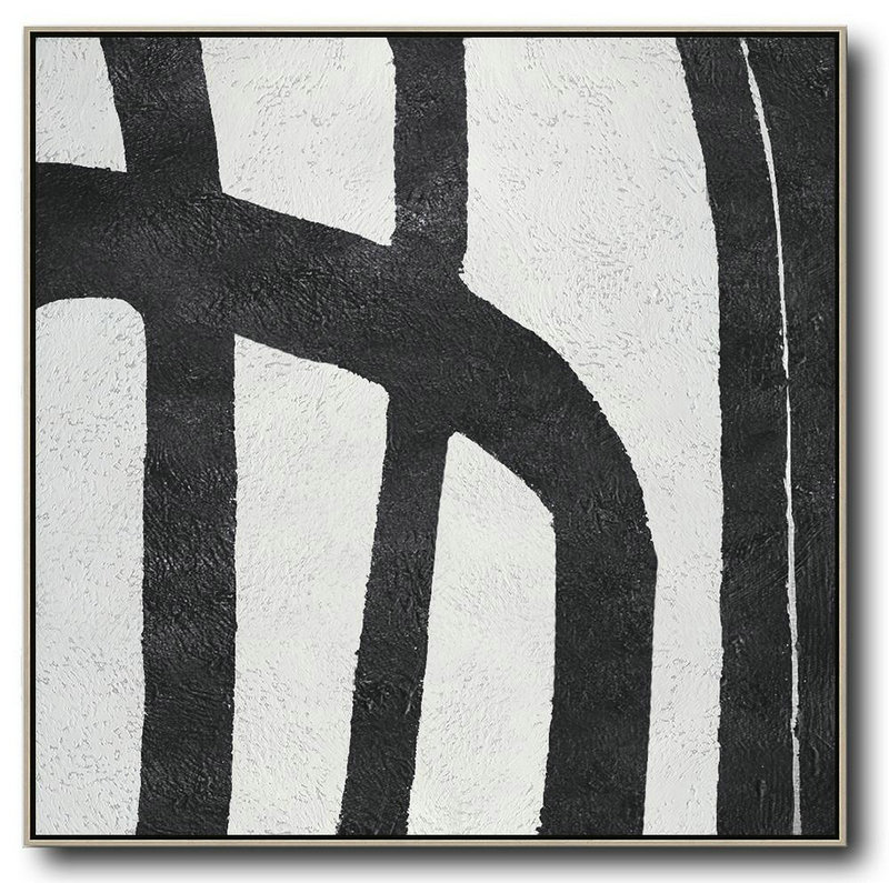 Large Contemporary Art Acrylic Painting,Oversized Minimal Black And White Painting - Abstract Oil Painting